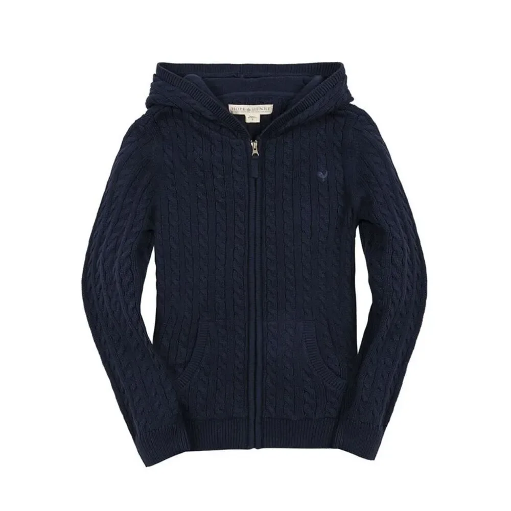 Hope & Henry Boys Organic Full Zip Hooded Sweater